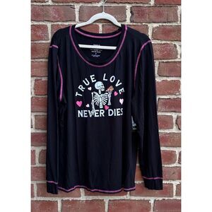 TORRID Super Soft Long Sleeve Graphic Tee Skull Pizza Love 0 / L 12 NEW